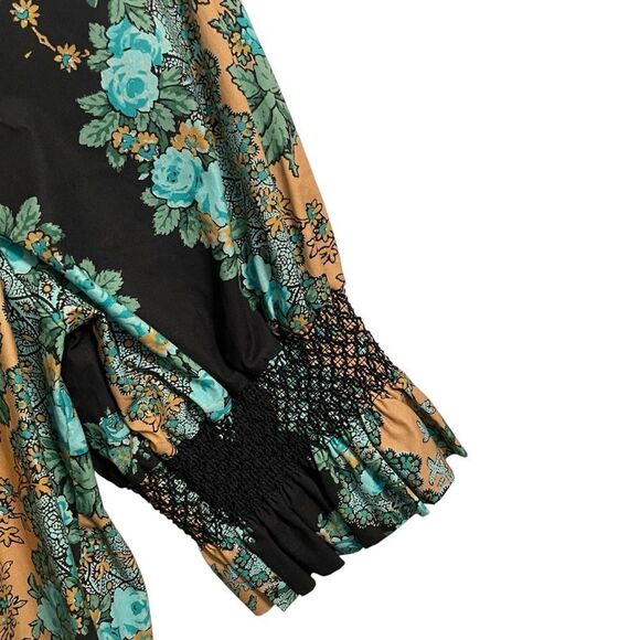 Figue Halima Top Blouse Smocked Floral Short Sleeve Size XL NWT - Picture 4 of 9